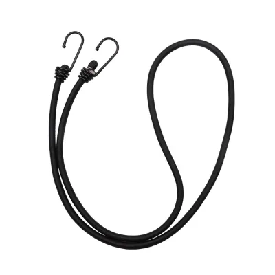 54inch Black Strong Elastic Rubber Bungee Cord with 8mm Diameter and Steel Hooks 30kgs Capacity for Outdoor Camping & Packaging