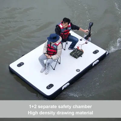 DWF Portable Inflatable Fishing Boat Floating Island Inflatable Water Floating Raft for Water Entertainment Ocean Lake Yacht