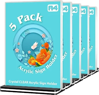 Wholesale Double Sided Acrylic Display Stands with Easy Assembly and Polished Surface Sign Holder Tabletop Display