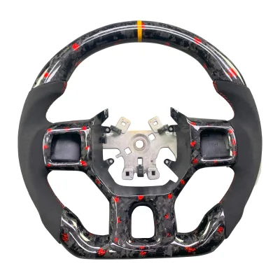 Customized Flat-bottomed Sports Carbon Fiber Steering Wheel for Dodge Ram 1500 2500