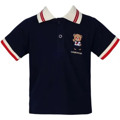 Vietnam Manufacturer Baby and Adult Boy Set Two Pieces Polo Shirt and Striped Shorts Navy Blue Clothing Set - S001 Set