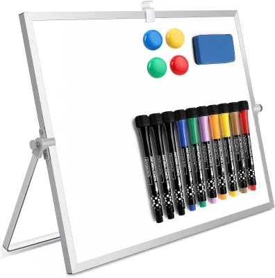 Ry 16\"X12\" Double-Sided Magnetic Whiteboard 10 Markers 4 Magnets 1 Eraser Small White Board Stand Erase Whiteboard Product