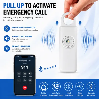 Smart Personal Safety Alarm Device 130dB Loud Sound with Bluetooth Connection,Emergency Panic Alarm for Women Running Travel