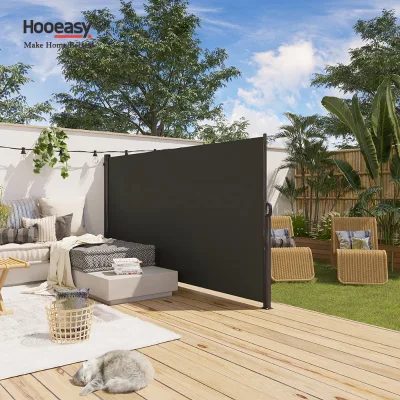 Hooeasy Outdoor Garden Balcony Backyard Free Standing Aluminium Privacy Side Screen Manual Single Retractable Fences