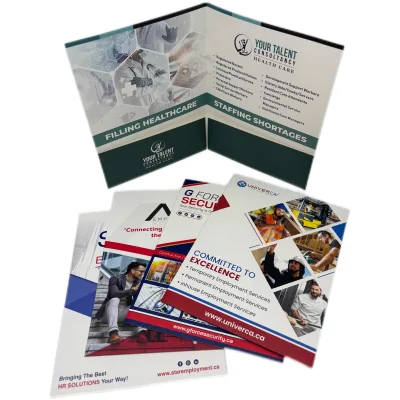 Custom Logo Two Pocket A4 Size File Folder Office Stationery Business Embossed Paper Presentation Folders