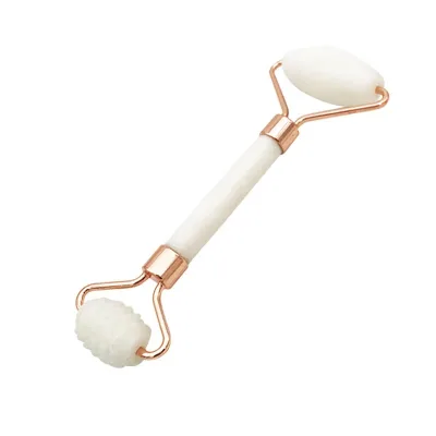 Wholesale Logo Skin Care White Jade Spike Roller White Marble Skin Care Face Roller Massager Beauty Tool White Jade Roller