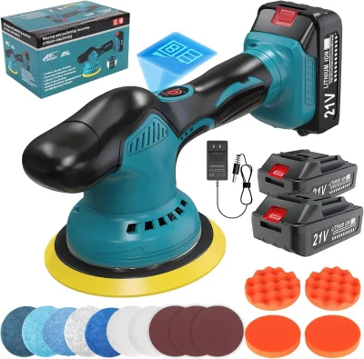 JDK Cordless Car Buffer Polisher,6 In Mini Buffer Polisher Kit ,8 Variable Speed 5500RPM Orbital Polisher for Boat Detailing