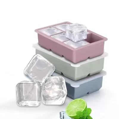Silicone 6-Ice-Cube Tray Flexible Easy to Release Freezer Proof Quick Frozen-Must-Have for Refreshing Drinks & Touch of Ceremony