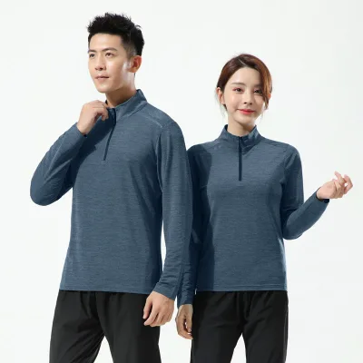 1/4 Zipper Men Active Quick Dry Crew Neck T Shirts | Athletic Running Gym Workout Long Sleeve Tee Tops