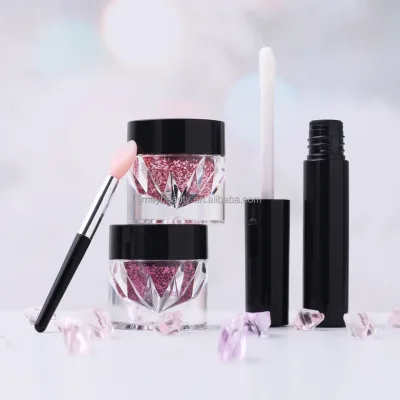 4 in 1 Glue Primer Glitter Lips Makeup Set Private Label Organic Cosmetics High Pigment Lipstick Private Label Glitter Lipgloss