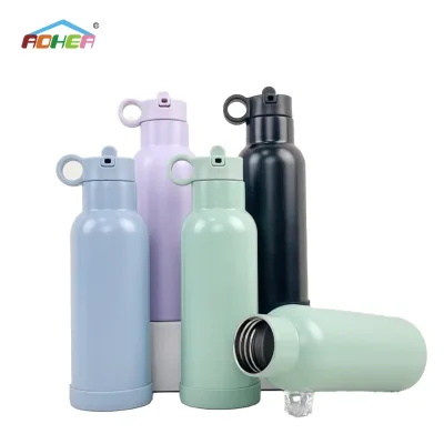 For ODM Custom Logo 500ml Stainless Steel Water Bottle with Lid Straw for Children 6-12 Hours Insulation for Hot/Cold Drinks