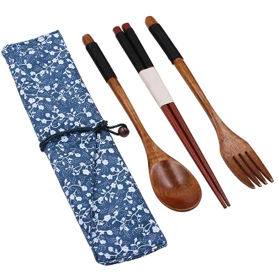 High Quality 3Pcs/set Bamboo Kitchen Cooking Utensil New Arrival Craftsman Wooden Spoon Fork Chopsticks Kit Catering Travel