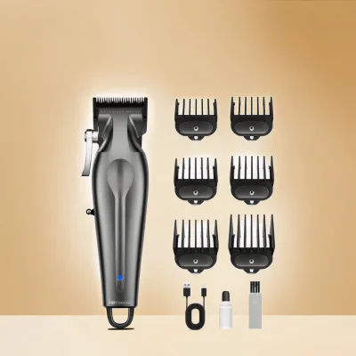Professional Hotel Use Electric Hair Clippers Brushless Motor Waterproof Design English Support Powder Metallurgy Blades Li-ion