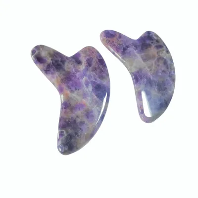 Purple Amethyst Dolphin Face Sculpting Gua Sha Board Natural Stone Massager for Anti-Aging and Firming