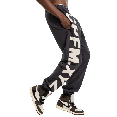 Custom Logo High Quality Puff Printing Vintage Straight Leg Stacked Streetwear Stacked Sweatpants Men