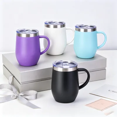 Stainless Steel Coffee Mug 12oz/350ml Double Wall Drinking Cups Mug with Handle Drinking Cups for Coffee Beer Tea Drink