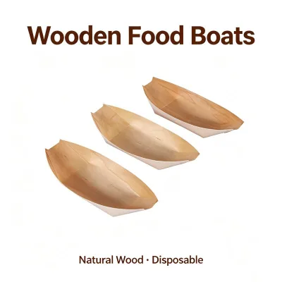 Japanese Style Natural Wooden Sushi Boat Disposable with Unique Pattern for Party Setting
