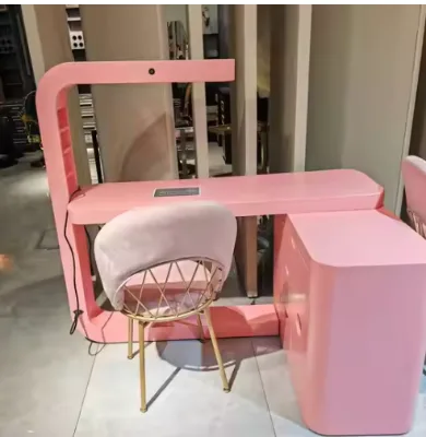 Luxury Modern Simple Nail Table for Ladies Salon Dryer Desk Manicure Station Pink Nail Bar with Luxury Features