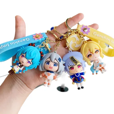 Adventure Game Genshin Impact Doll Keychain Silicone Couple Backpack Small Gift Pendant WholesalePVC Anime KeyChains Accessories