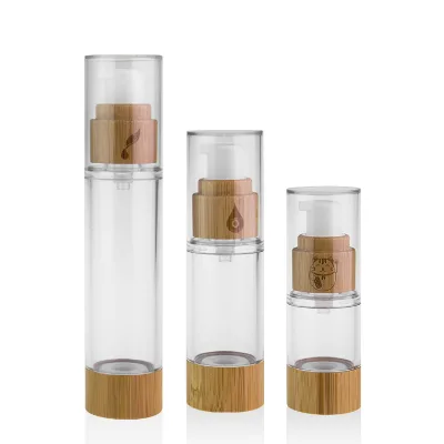 50Ml 100Ml Empty Cosmetic Lotion Airless Pump Bottle With Bamboo Packaging