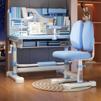Student Desk and Chair Height Adjustable MDF Board Metal Frame Wholesale