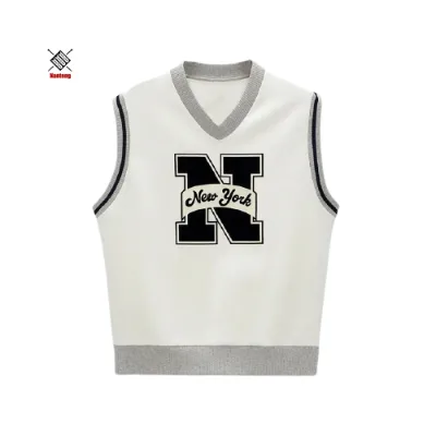 Nice Quality Custom Logo Knitted Woo Mens Wholesale School Sweater Vest