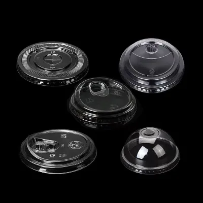 Customized Transparent Plastic PET Lid 90/95/98/107mm Round High Dome Lid Cover for PET Cups & Salad Bowls