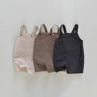 Unisex Cotton Jumpsuit for Infants and Toddlers Summer Casual Boy Shorts with Shoulder Straps Cute Patterned Baby Clothes