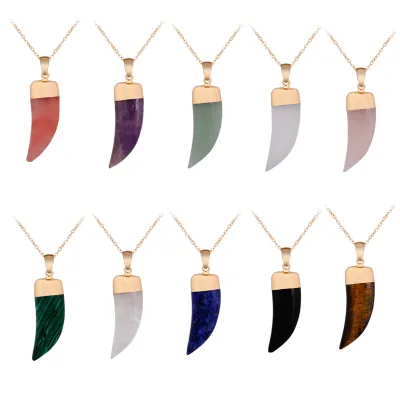 Custom Crystal Rhinestone Horn Shape Gold Plated Charm Pendant for Men & Women Wholesale Gift Jewelry