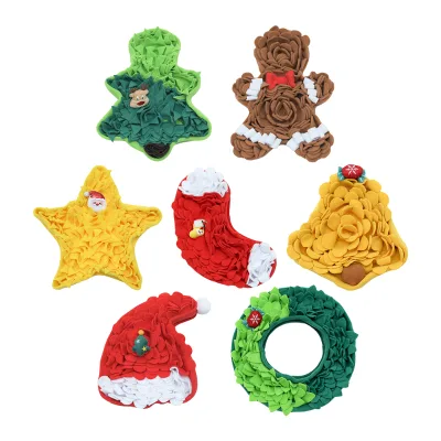Dog Snuffle Mat Christmas Tree Shape Interactive Feeding Puzzle Toy Slow Feeder Foraging Nose Work Enrichment Pet Mat Wholesale