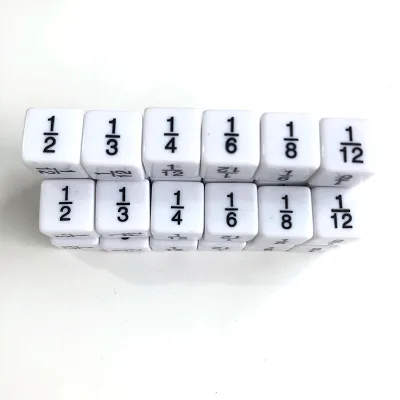Custom UV Printing Number Fraction Dice D6 Educational Dice Six Side Figure Educational Games for Kids