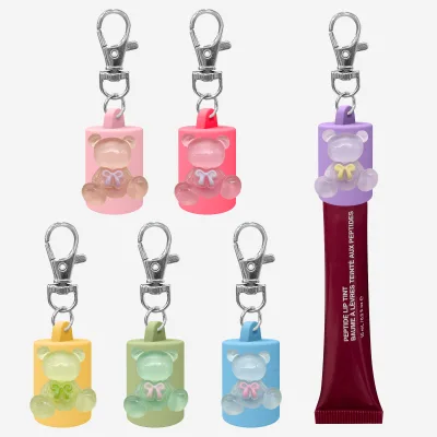 Silicone Keychain Cap Accessories Portable Durable Holder Keychain Compatible for Lipgloss Storage and Balm Cap