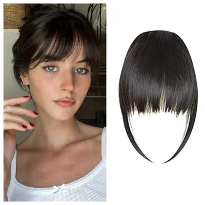 Natural Synthetic Hair Flat Bangs Clip in Hair Piece Extension Straight Bang Hairpieces for Woman