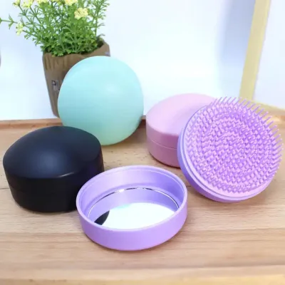 Mirror Comb Combination Set Creative Portable Round Hair Combs Combine With Mirror Lid Mirror Comb Household