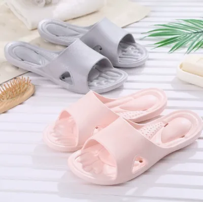 PVC One Piece Injection Bath Slippers Massage Open Toe Anti Slip Indoor Shower Slides Hollow Design