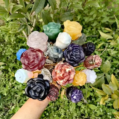 Rose Quartz Amethyst Girl Gift Souvenirs Natural Crystal Diamond Flower Cravings for Healing Valentine's Day Rose Crystals