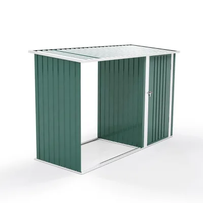 Firewood Shed Galvanized Steel Log Storage 250x103xH149cm 2 in 1 with Tool Cabinet for Backyard Garden