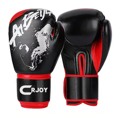 Professional High Quality Comfortable Black Sanda Custom Logo Durable Boxing Gloves
