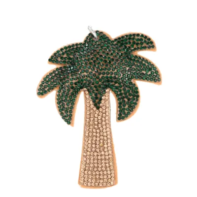 2025 New Summer Collection Diamond Encrusted Coconut Tree Keychain Fashionable Gift Crystal Rhinestone Plush Keyring