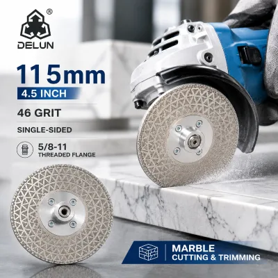 DELUN 4.5 Inch 115mm 46 Grit Single-Sided Diamond Cutting Grinding Wheel 5/8-11 Thread for Marble Cutting and Trimming
