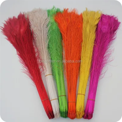 White Dyed Peacock Tail Feathers for Wedding Festival Party Decorations Carnival Dance Performance Costumes Low Price