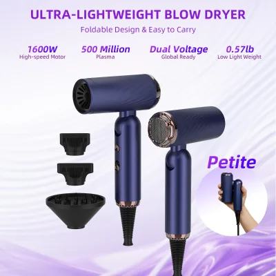 High Speed Ionic Compact Foldable DC Salon Hair Dryer 110000 RPM Brushless Motor Constant Temperature Professional MeStar