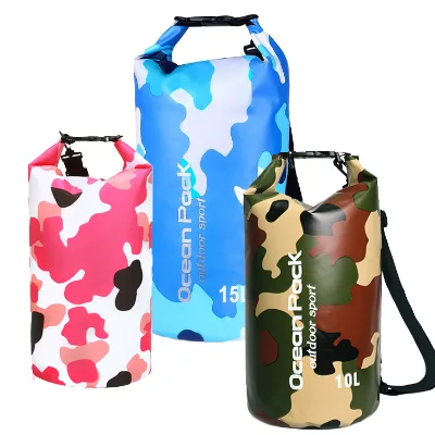 Softback Custom Logo Camouflage Climbing Backpack 10L Blue Pink ABS Roll Top Double Shoulder Water Resistant Waterproof Dry Bag