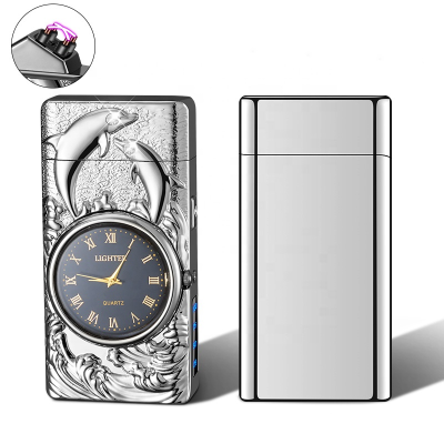 High Quality Classic Style Plasma Lighter with Watch and Flashlight Best Gift for Father for Smoking