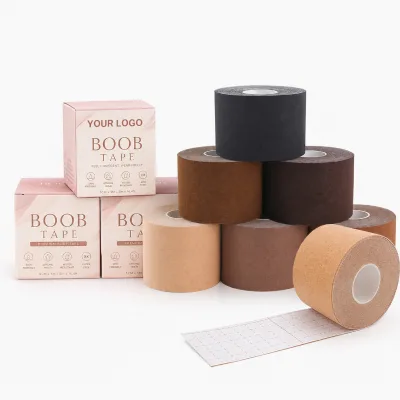 Breathable Breast Lift Tape Athletic Tape with Silicone Breast Petals Reusable Adhesive Bra Boob Tape