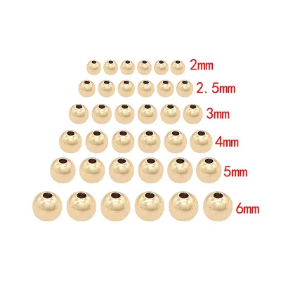 New Hot Selling DIY 14K Gold Plated High Quality Round Findings Jewelry DIY Accessories 2mm 2.5mm 3mm 4mm 5mm 6mm Copper Beads