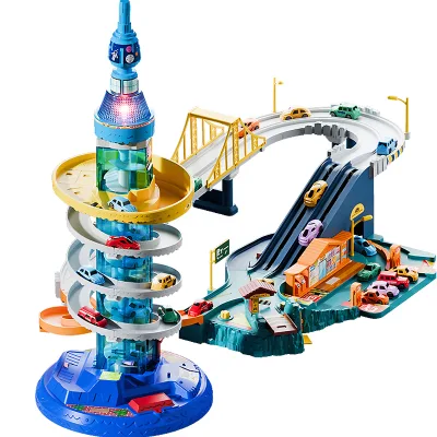 Skyscraper City Adventure Toy Multifunction Educational Fun Slide Car Parking Tracks Slot Toy Board Games for Children