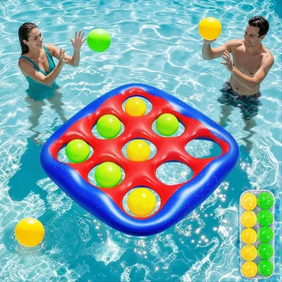 Pool Toys Games Set- Tic-Tac-Toe Inflatable PoolToy Fun Summer Pool Party Beach Lawn Camping Party Float Game Water Ball Toys