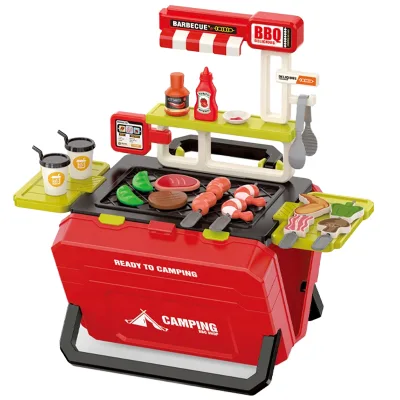 Hengyue Hot Selling Indoor Red Fast Food Toy Set Customized Birthday Gifts Kids Children's ABS Plastic Kitchen Food Pretend Toys