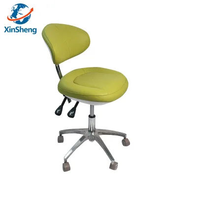 Factory Price Adjustable PU Leather Dentist Rolling Stool with Memory Foam Cushion Back Support Modern Design for Hospital Use